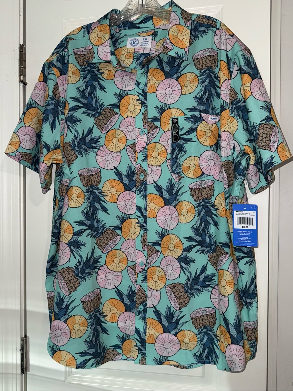 Hurley nwt pineapple Hawaiian shirt water repellant